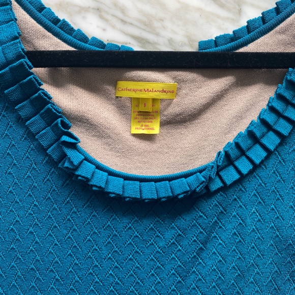 CATHERINE MALANDRINO Teal Knit Mini Dress - Picture 2 of 7